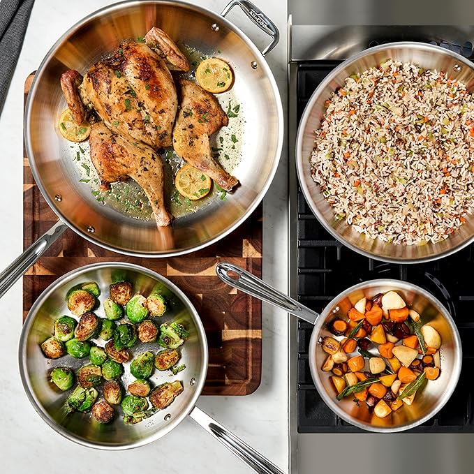 All Clad- D3 12-inch Stainless Steel Frying Pan- 3-Ply Made in USA Cookware-Built to Outlast since 1971- Oven Safe- Induction Compatible