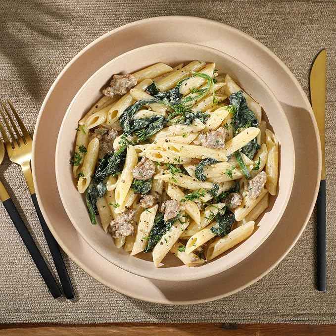 Gibson Elite Pasco 16 Piece (Service for 4) Plates and Bowls Double Bowl Reactive Glaze Dishes Stoneware Ceramic Dinnerware Set - Cream