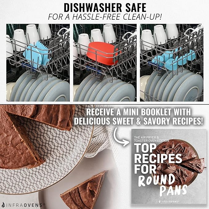Air Fryer Silicone Baking Set, 8.5” Cake Pan, Muffin Cups, Scraper & Cheat Sheet – Non-Stick, BPA-Free Bakeware for Instant Vortex, Cosori, Ninja, Chefman & More by INFRAOVENS