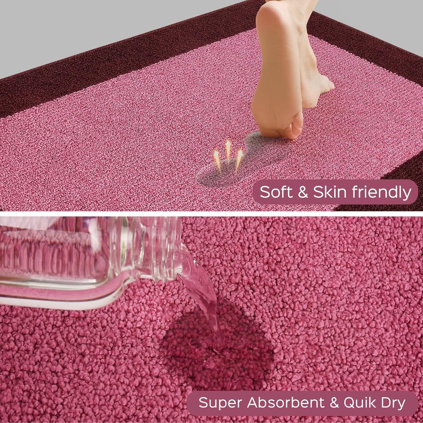 Machine Washable Runner Rugs Set of 2, (24" x 36"+ 24" x 60"), Non Slip Kitchen Mats for Floor, Absorbent Entryway Rug for Kitchen, Bedroom, Hallway, Bathroom, Door (Roll Packing)