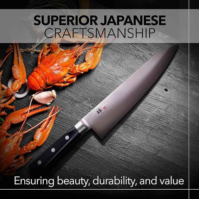 Kagayaki Japanese Chef’s Knife, KG-13 Professional Western Deba Knife, VG-1 High Carbon Japanese Stainless Steel Pro Kitchen Knife with Ergonomic Pakka Wood Handle, 8.2 inch