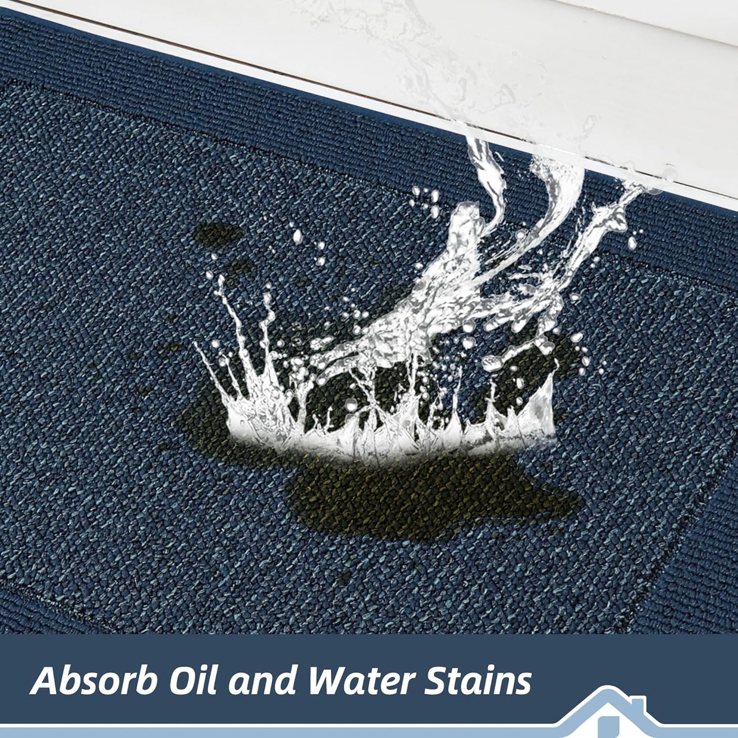 BEQHAUSE Kitchen Rugs and Mats Set of 2 Non-Slip Kitchen Mats for Floor, Absorbent and Stain Resistant Kitchen Runner, Machine Washable Rugs for Kitchen, Laundry & Sink, 20"x32"+20"x48", Blue