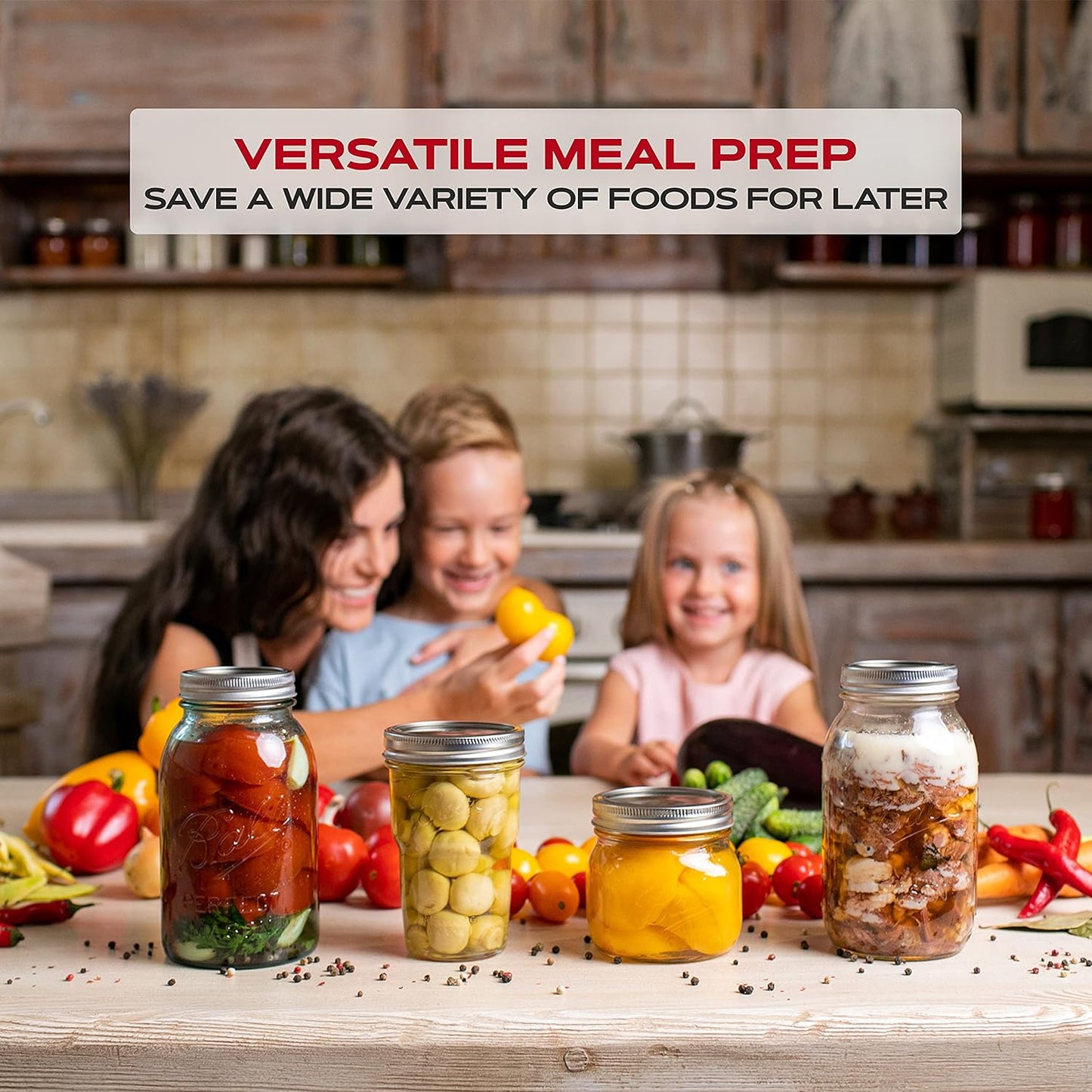 FORJARS - Wide Mouth Canning Lids, 24-Pack – Create Airtight Seals on Mason Jars to Preserve Food for Meal Prep & Emergency Food Storage – 3.4 In. Metal Lids with Silicone Seals – Canning Supplies