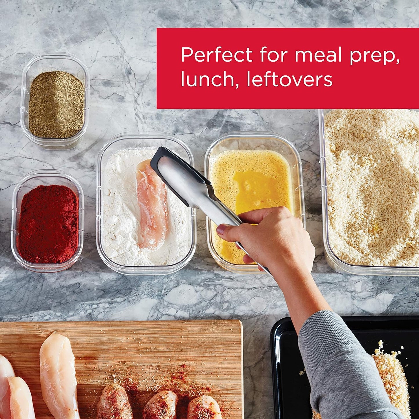 Rubbermaid Brilliance BPA-Free Food Storage Containers with Lids, Airtight Clear Set of 2 (9.6 Cup), Ideal for Lunch, Meal Prep, and Leftovers