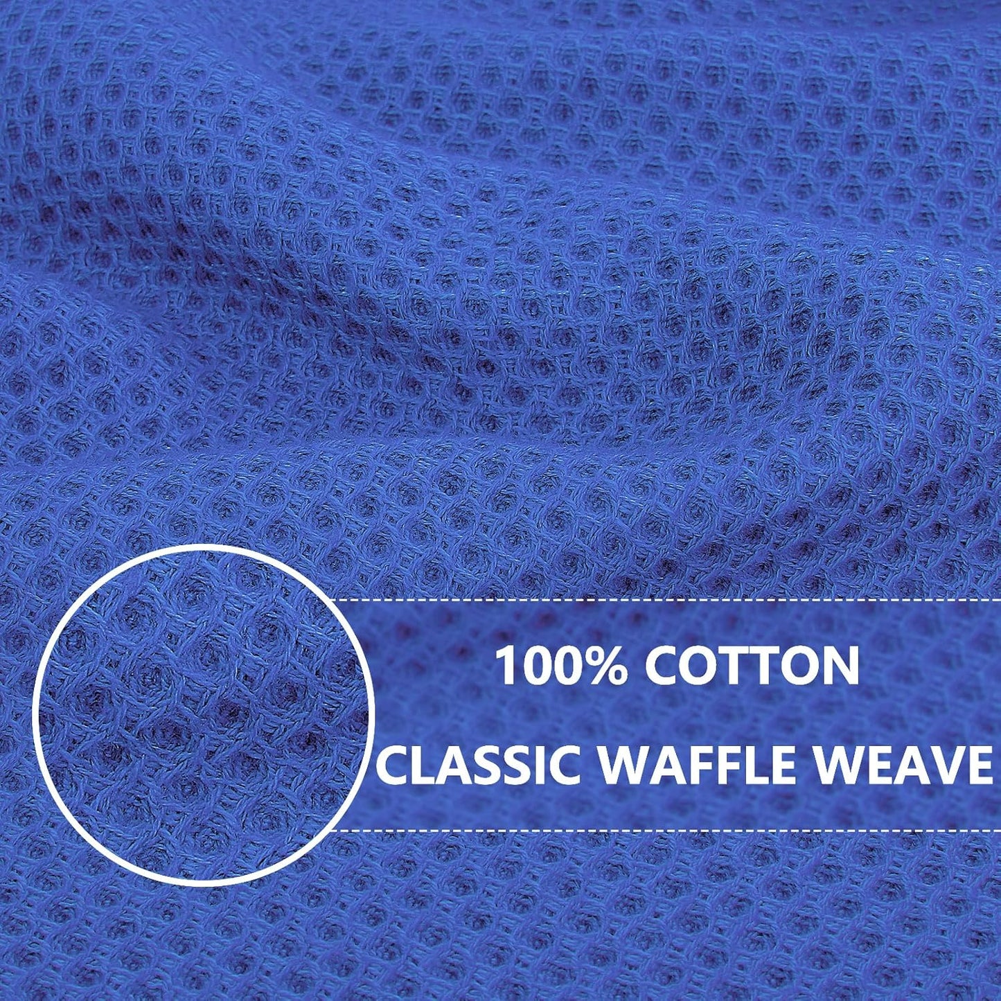 Homaxy 100% Cotton Waffle Weave Kitchen Dish Towels, Ultra Soft Absorbent Quick Drying Cleaning Towel, 13 x 28 Inches, 12-Pack, Blueberry
