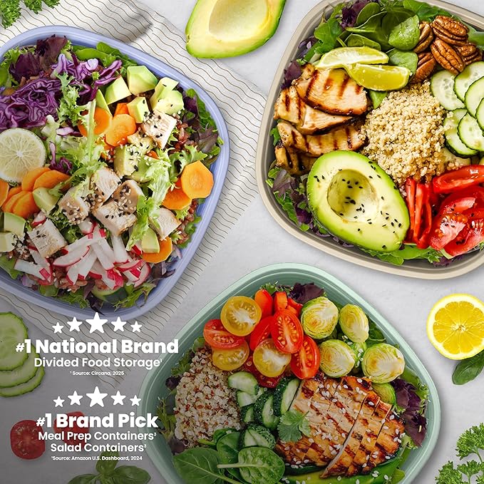 Bentgo Prep - 1-Compartment Bowls with Custom Fit Lids - Reusable, Microwaveable, Durable, PFAS & BPA-Free, Freezer and Dishwasher Safe Meal Prep Food Storage - 10 Bowls & 10 Lids (Champagne)