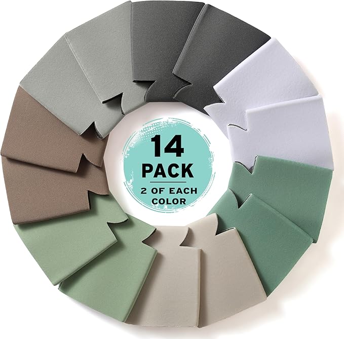 Blank Beer Can Cooler Sleeves (14-Pack) Soft Insulated Beer Cozy for Cans - HTV Friendly Plain Coolies in Bulk for Beer Cans & Bottles - Can Cozy Sublimation Blanks for Vinyl Projects & Wedding Favors
