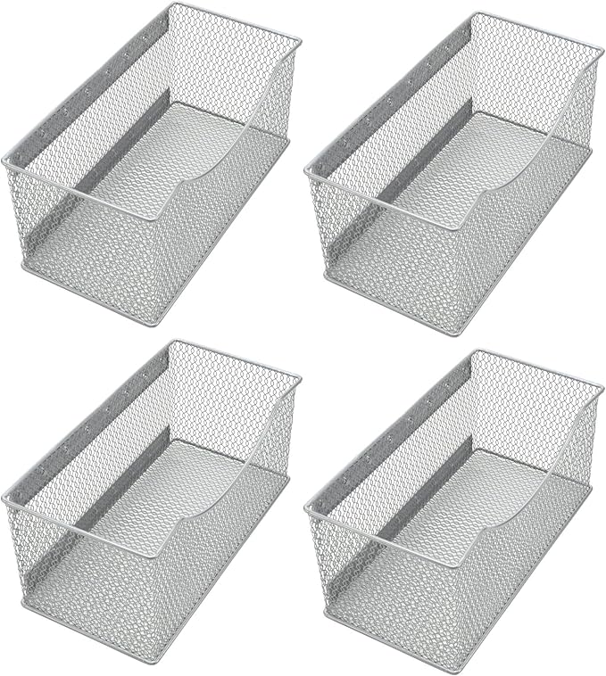 YBM Home Magnetic Basket Storage Organizer with 16 Strong Magnets for Metal Desk, Fridge, Whiteboard, and Wall Locker Accessories, Large (4-Pack)