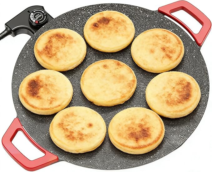 Smokeless Indoor Electric Grill & Nonstick Griddle – Compact, Fast-Heating Tabletop Grill for Steaks, Burgers, Pancakes, BBQ, and Everyday Indoor Cooking (Shallow)