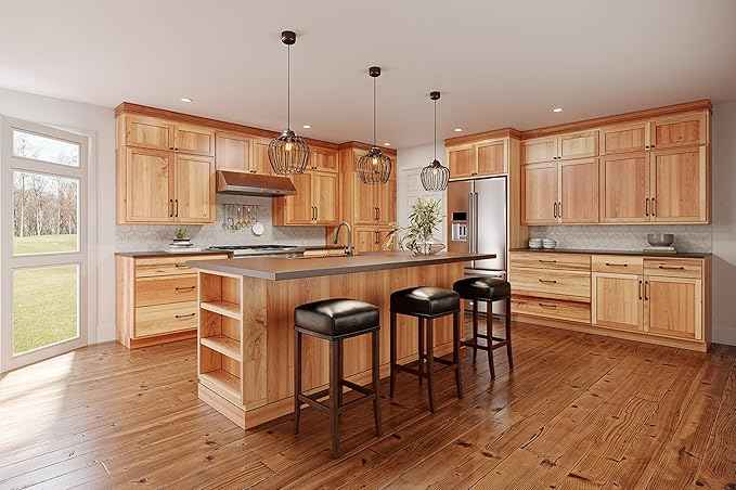 Quicklock RTA (Ready-to-Assemble) 42" Tall Wall Kitchen Cabinets - Shaker Style | 100% Hardwood | Made in America | Soft Close Hardware (Rustic Hickory, 12" D x 24" W x 42" H)