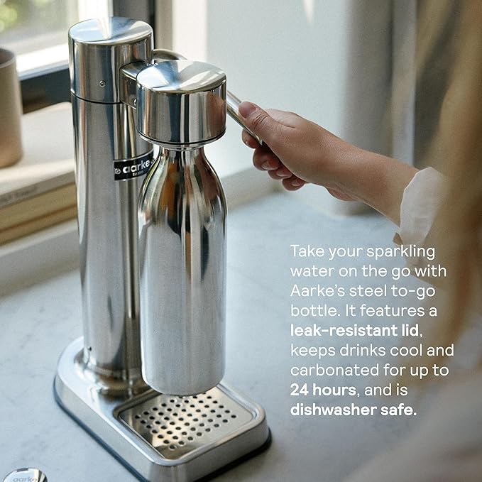 Aarke Carbonator lll, Sparkling & Carbonation Water Machine, Stainless Steel with PET BPA-Free Reusable Bottle Volume 1L/34 fl oz (Matte White)