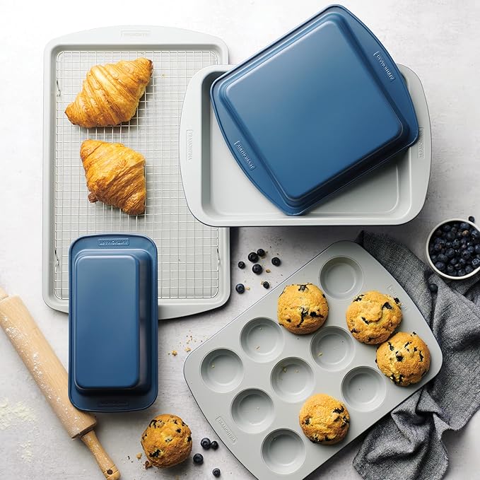 Tramontina Rise 6-Piece Ceramic Baking Pans Set, Non stick Essential Bakeware for Cookies, Loafs, Cakes, Brownies and Muffins