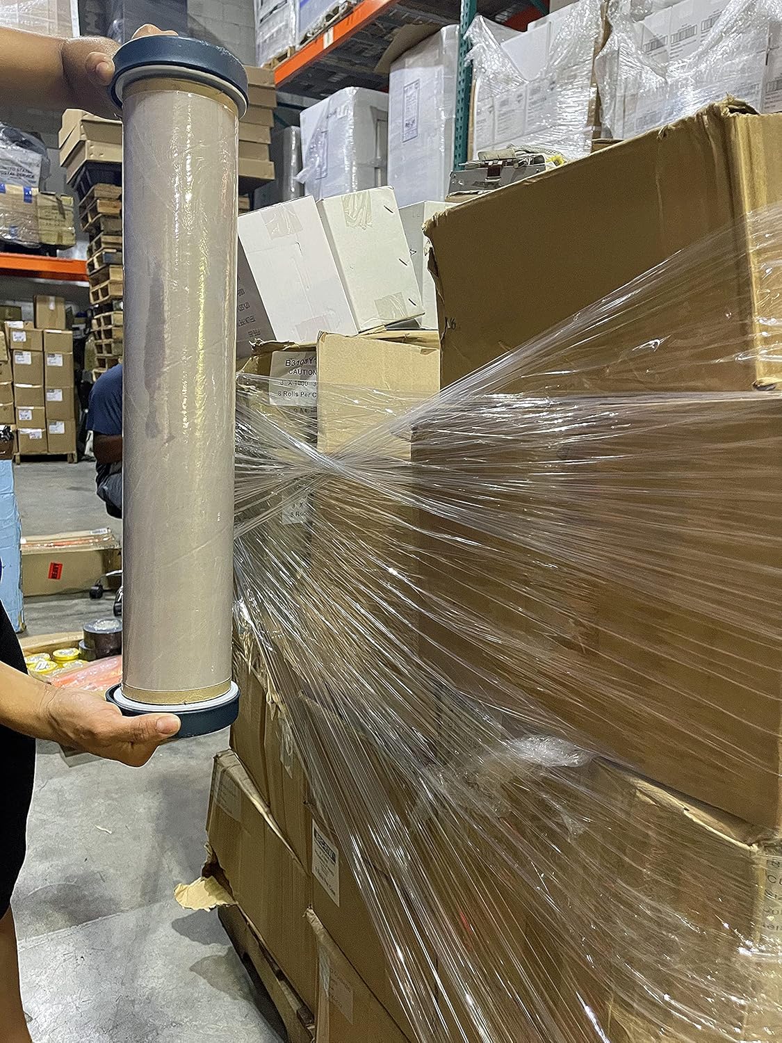 WOD Industrial Strength Stretch Film Dispenser with Adjustable Handle - Fits 12", 15", and 18" Widths, Compatible with 1.5", 2", and 3" Cores, Heavy Duty Aluminum Base for Pallet Wrapping (1 Pack)