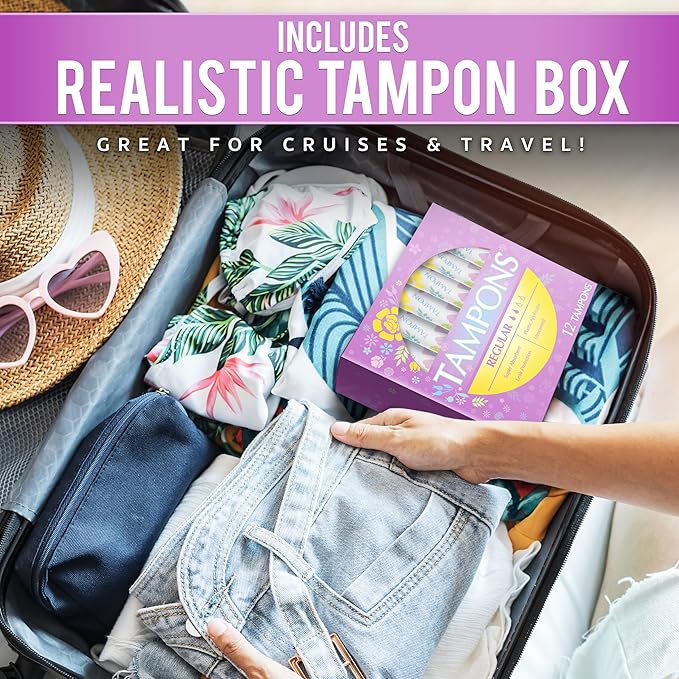 GoPong Tampon Flasks 12 Pack (18 oz Total) - Hidden Alcohol Travel Flasks for Women - Secret Liquor Containers for Nightclubs, Festivals, Cruises, and Sports Events – Includes Funnel & Spout