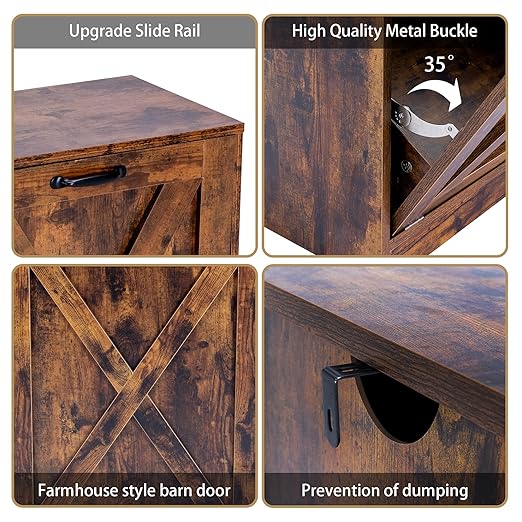 13 Gallon Wooden Tilt Out Trash Cabinet Hidden Trash Can Kitchen Recycling Cabinet Laundry Cabinet for Kitchen, Living Room (Brown)