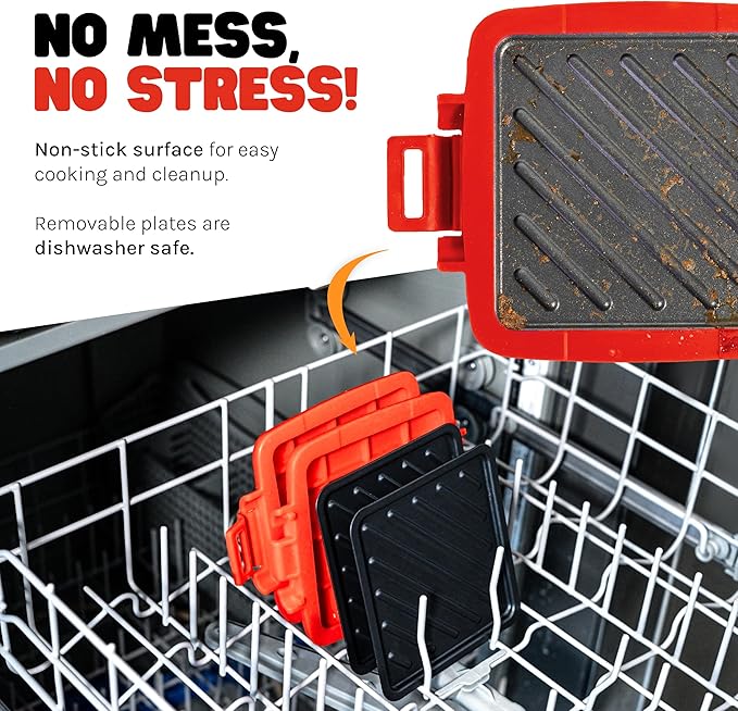 Classic™ Microwave Sandwich Maker, Microwave Grill, Toaster, 3 Minute Grilled Cheese Sandwich Maker, Thick Silicone Cover, Safe Food Grade, Panini Press, Dishwasher Safe (Red, Regular)