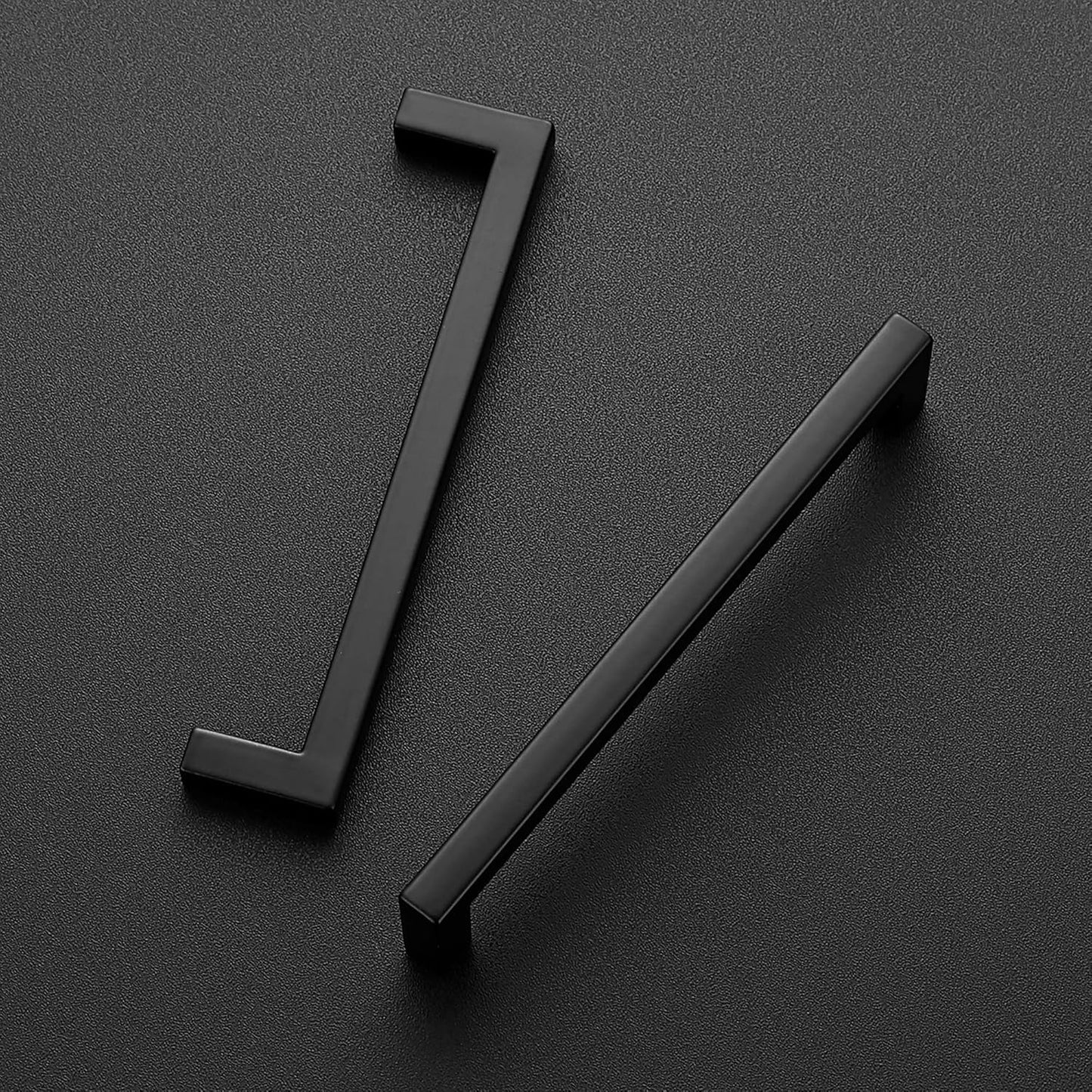 Ravinte 10 Pack 5 Inch Hole Center Solid Slim Square Pulls Matte Black Kitchen Cabinet Handles Square Bar Drawer Handles Flat Black Drawer Pulls for Cupboard Dresser and Cabinets