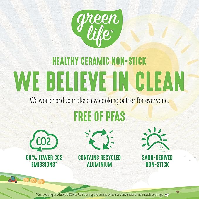 GreenLife Soft Grip Healthy Ceramic Nonstick, 11" Griddle Pan, PFAS-Free, Dishwasher Safe, Gray