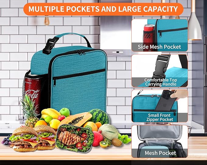 ZM-YOUTOO Lunch Box for Men - Reusable Lunch Bag Men Adult Women- Insulated Small LunchBox (Azure)