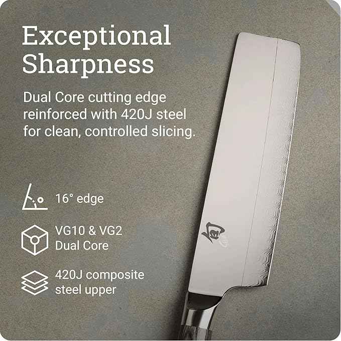 Shun Cutlery Kagerou Nakiri Knife 6.5 Inch, Ideal Sharp Chopping Knife for Vegetables and All-Purpose Chef Knife, Professional Nakiri Knife, Handcrafted Japanese Kitchen Knife