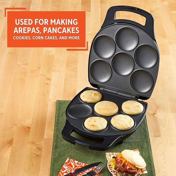 IMUSA 6 Slot Electric Arepa Maker with Temperature Control, Matte Black