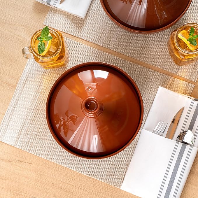 Restaurantware-Terra Tek 26 Ounce Terracotta Tagine Pot, 1 Microwavable Tagine Pot - Glazed Interior, Oven-Ready, Terracotta Serving Dish, Dishwashable, For Cooking And Serving