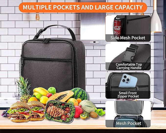 ZM-YOUTOO Lunch Box for Men - Reusable Lunch Bag Men Adult Women- Insulated Small LunchBox (Depth Gray)