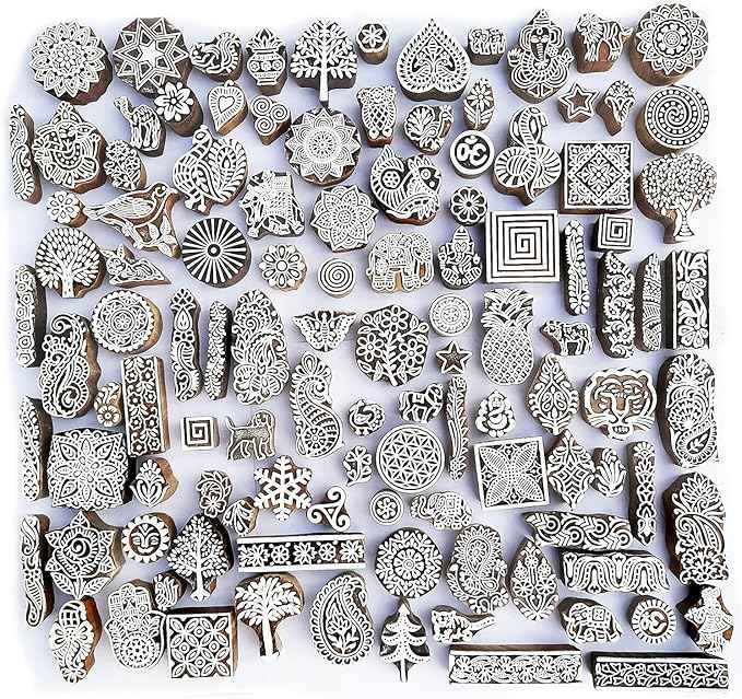 Royal Kraft Assorted Wooden Block Printing Stamps (Set of 10) Bulk01_10
