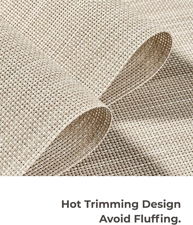 Leetaltree Beige White Placemats Set of 16 - Heat Resistant Non-Slip Place mats for Dining Table, Washable Durable PVC Vinyl Woven Table Mats(Beige White, 16)