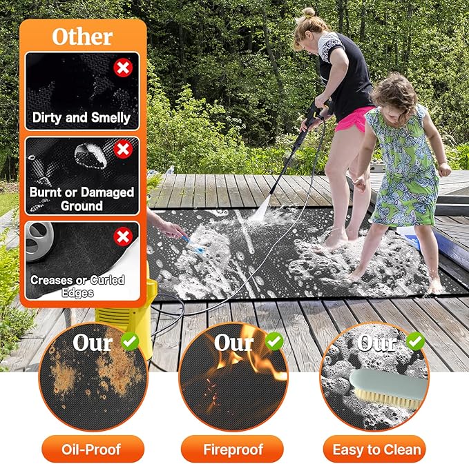 46 ×26 inches Rectangle Fire Pit Mat/ Fireproof Hearth Mats for Fireplaces Fire Resistant, Fireproof Mat Grill Mat BBQ Grill Pads Protect Mat for Deck Patio Grass Outdoor Charcoal, Smokers, Gas Grills