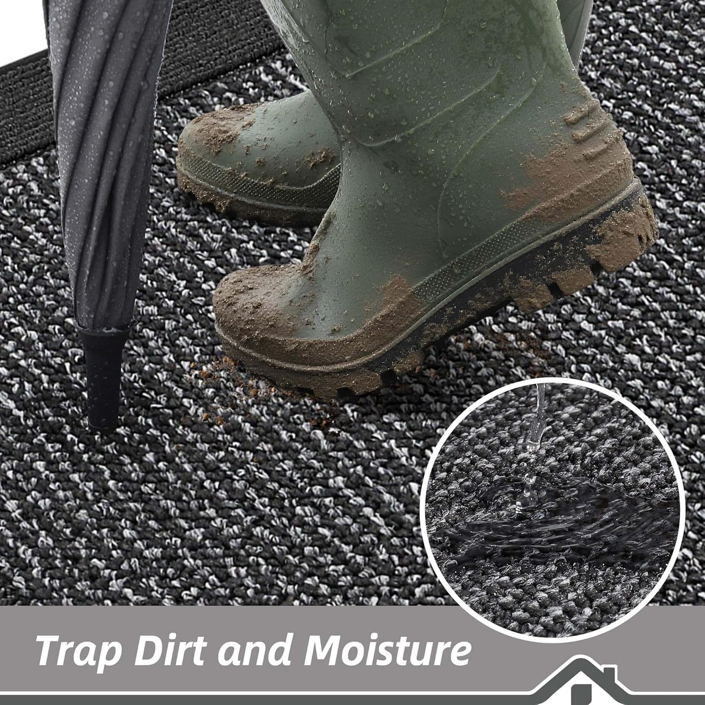 BEQHAUSE Indoor Door Mat 32" x 48", Dirt Trapper Door Mats Non-Slip Entryway Rugs Washable, Resist Dirt Absorbent Welcome Mat, Low Profile Floor Mats for Front Back Door and Entryway, Charcoal