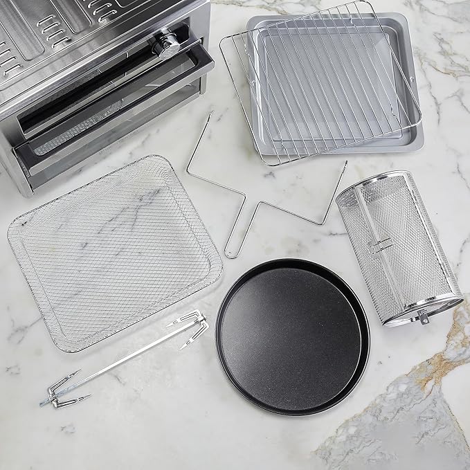West Bend XL Air Fryer Oven 26-Quart with Digital Controls Easy-View Door and 24 Cooking Presets, Includes Nine Accessories, 1700-Watts, Metallic